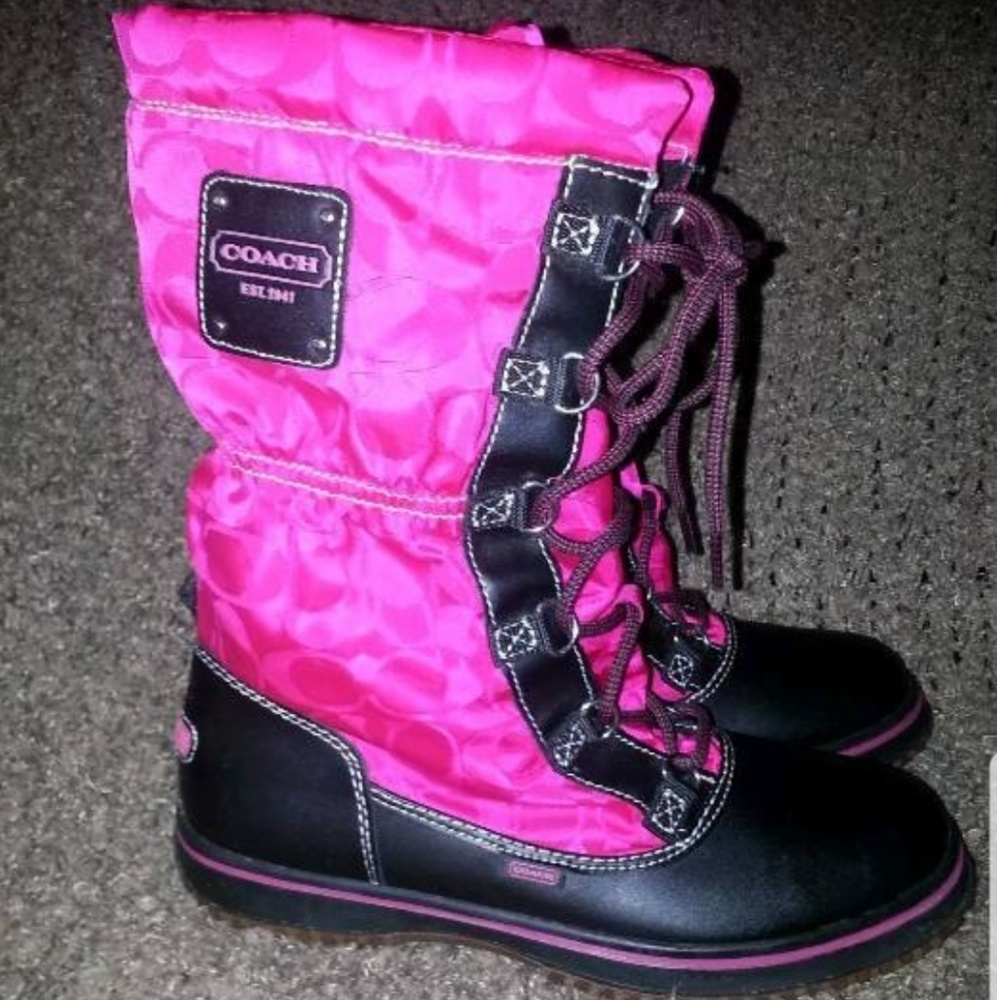 Coach PINK/BLACK Snow BOOTS 8